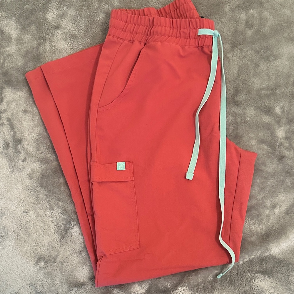 Women’s Coral/Pink Straight Leg Scrub Pant with Mint